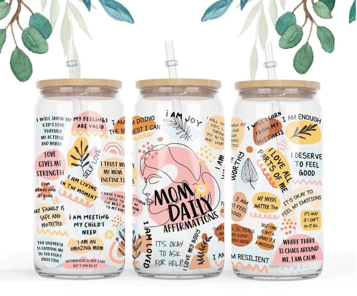 Mom Affirmations Libby Glass Cup – Unique Padilla Designs
